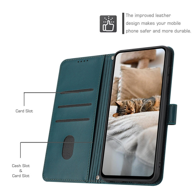 For Samsung Galaxy S25+ / S24+ 5G Embossed Kitten Phone Leather Case with Lanyard(Dark Green) - Galaxy S24+ 5G Cases by PMC Jewellery | Online Shopping South Africa | PMC Jewellery | Buy Now Pay Later Mobicred