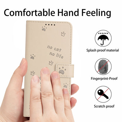 For Samsung Galaxy S25 / S24 5G Embossed Kitten Phone Leather Case with Lanyard(Beige) - Galaxy S24 5G Cases by PMC Jewellery | Online Shopping South Africa | PMC Jewellery | Buy Now Pay Later Mobicred