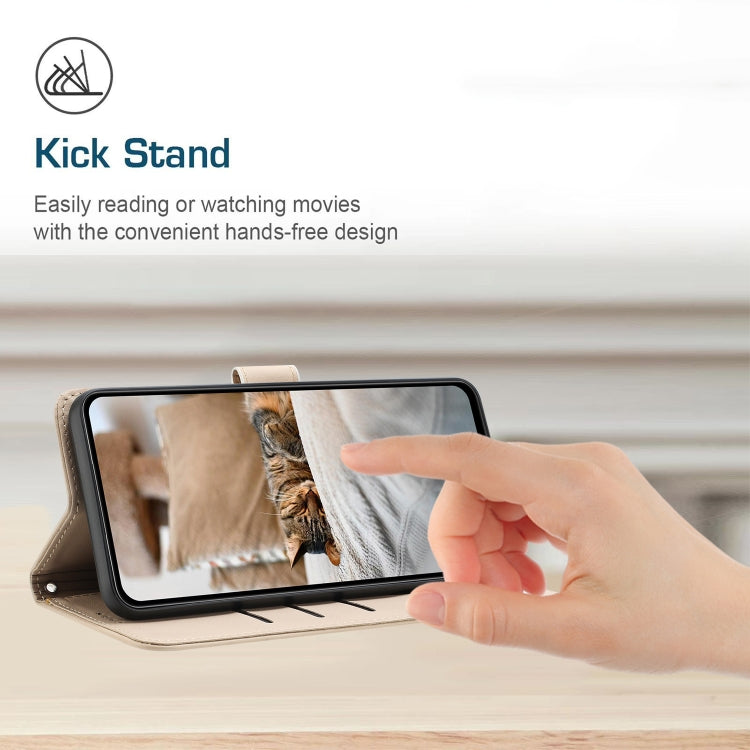 For Samsung Galaxy S25 / S24 5G Embossed Kitten Phone Leather Case with Lanyard(Beige) - Galaxy S24 5G Cases by PMC TechLife | Online Shopping South Africa | PMC TechLife | Buy Now Pay Later Mobicred