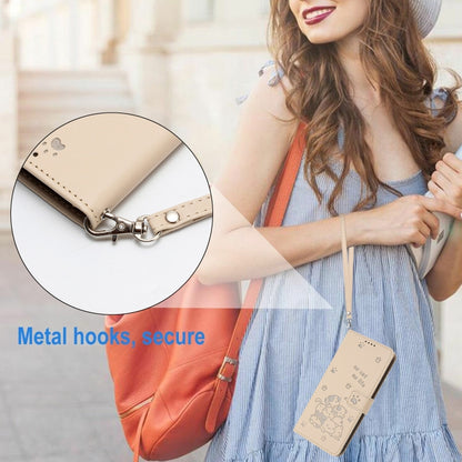 For Samsung Galaxy S25 / S24 5G Embossed Kitten Phone Leather Case with Lanyard(Beige) - Galaxy S24 5G Cases by PMC Jewellery | Online Shopping South Africa | PMC Jewellery | Buy Now Pay Later Mobicred