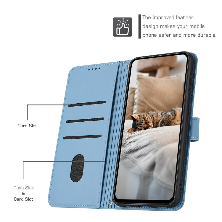 For Samsung Galaxy S25 / S24 5G Embossed Kitten Phone Leather Case with Lanyard(Blue) - free shipping - PMC Jewellery - Order now!