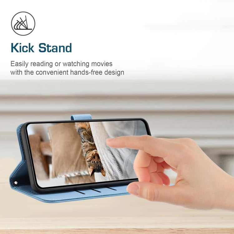 For Samsung Galaxy S25 / S24 5G Embossed Kitten Phone Leather Case with Lanyard(Blue) - free shipping - PMC Jewellery - Order now!