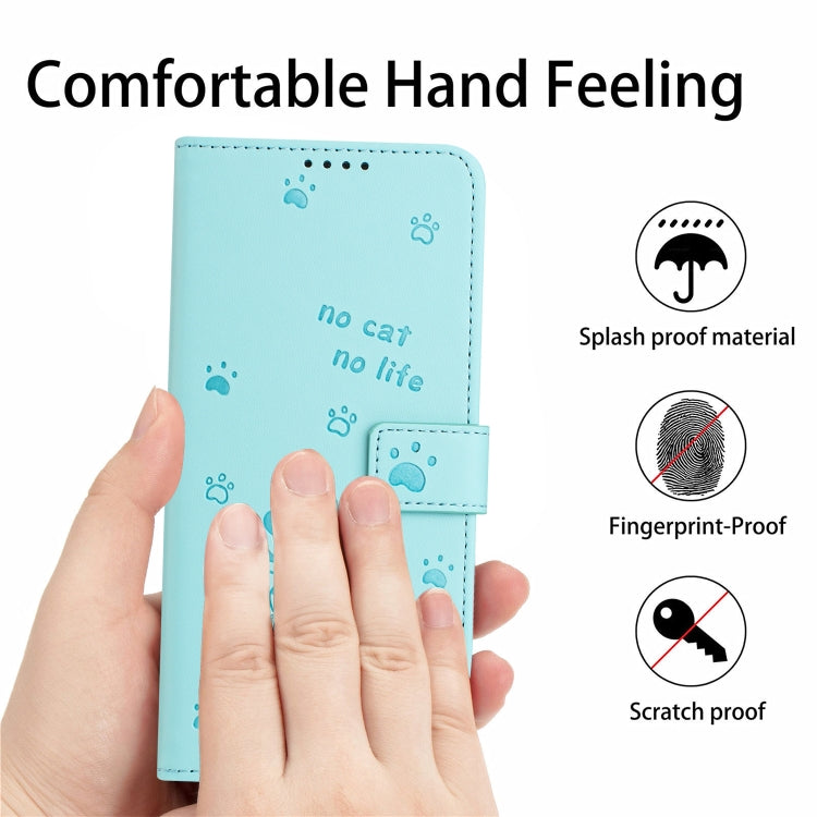 For Samsung Galaxy S25 / S24 5G Embossed Kitten Phone Leather Case with Lanyard(Mint Green) - Galaxy S24 5G Cases by PMC Jewellery | Online Shopping South Africa | PMC Jewellery | Buy Now Pay Later Mobicred