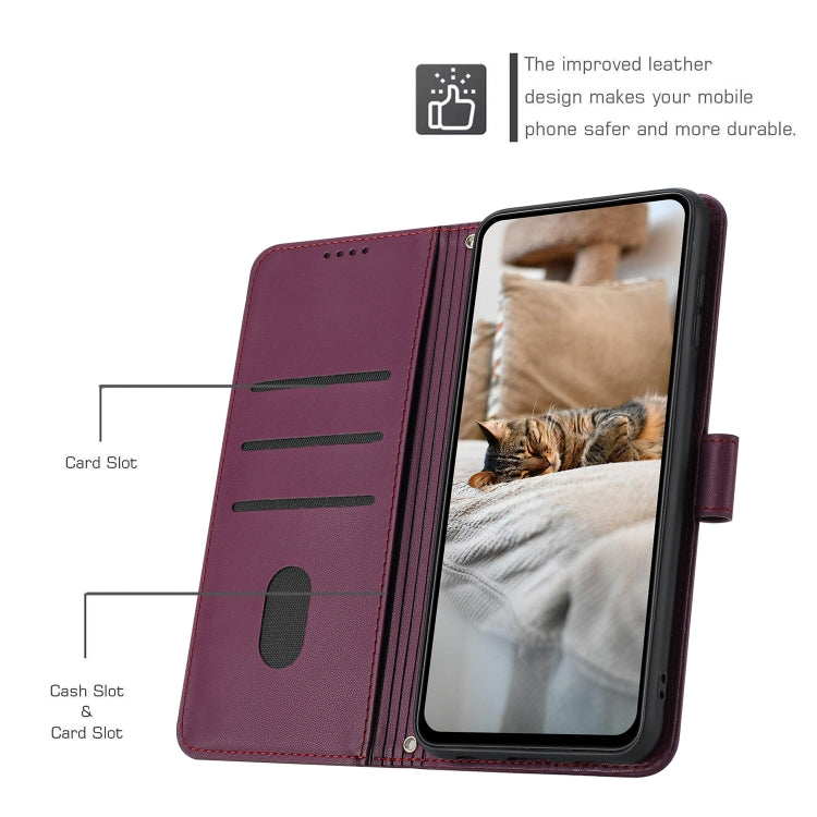 For Samsung Galaxy S25 / S24 5G Embossed Kitten Phone Leather Case with Lanyard(Wine Red) - Galaxy S24 5G Cases by PMC Jewellery | Online Shopping South Africa | PMC Jewellery | Buy Now Pay Later Mobicred