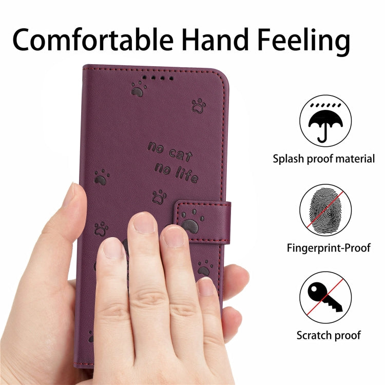 For Samsung Galaxy S25 / S24 5G Embossed Kitten Phone Leather Case with Lanyard(Wine Red) - Galaxy S24 5G Cases by PMC Jewellery | Online Shopping South Africa | PMC Jewellery | Buy Now Pay Later Mobicred