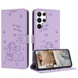 For Samsung Galaxy S25 Ultra 5G Embossed Kitten Phone Leather Case with Lanyard(Purple) - Galaxy S25 Ultra 5G Cases by PMC TechLife | Online Shopping South Africa | PMC TechLife | Buy Now Pay Later Mobicred