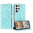 For Samsung Galaxy S25 Ultra 5G Embossed Kitten Phone Leather Case with Lanyard(Mint Green) - free shipping - PMC TechLife - Order now!