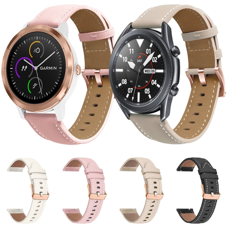 For Huawei Watch GT5 41mm Rose Gold Buckle Leather Watch Band(White)