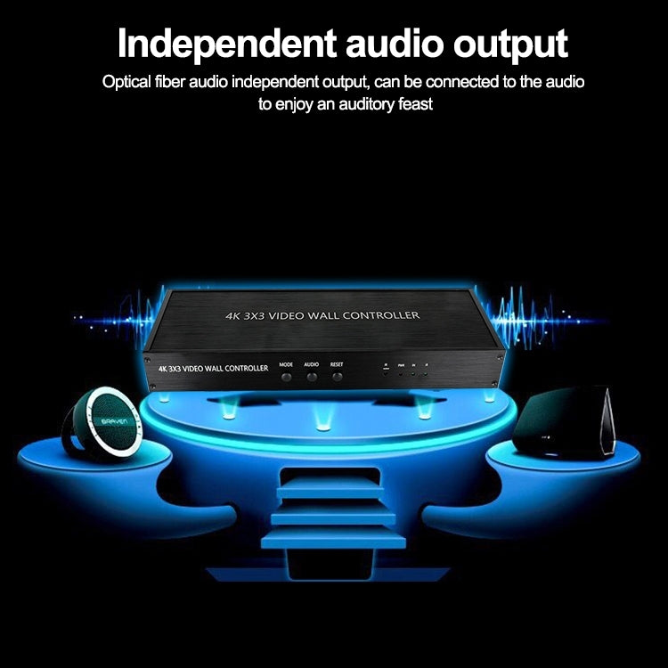 NK-BT88 4K 3x3 HDMI Video Wall Controller Multi-screen Splicing Processor with Remote Controller, Plug:UK Plug