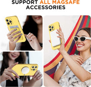 For iPhone 13 Pro Max Silicone Suction Cup MagSafe Phone Case with Screen Film(Yellow)