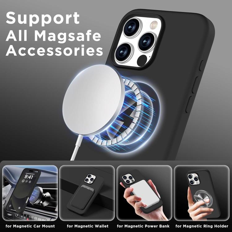 For iPhone 16 Plus Silicone Suction Cup MagSafe Phone Case with Screen Film & Lens Film(Black) - free shipping - PMC Jewellery - Order now!