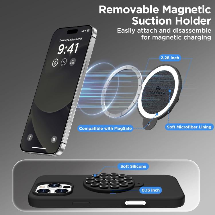 For iPhone 16 Plus Silicone Suction Cup MagSafe Phone Case with Screen Film & Lens Film(Yellow) - free shipping - PMC Jewellery - Order now!