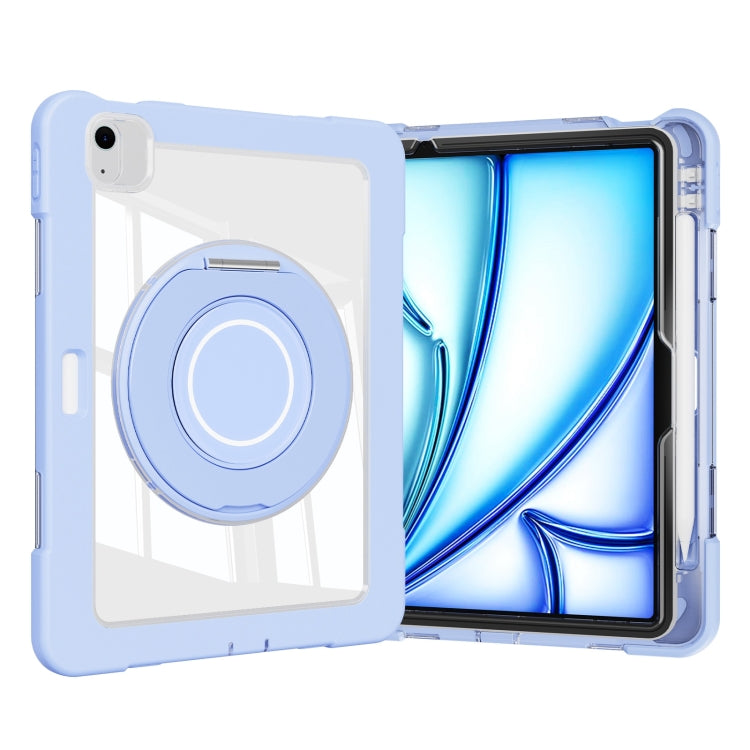 For iPad Air 11 2025 / 2024 / 10.9 2022 Crystal Armor PC Hybrid TPU Tablet Case with Pen Slot(Blue)