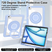 For iPad Air 11 2025 / 2024 / 10.9 2022 Crystal Armor PC Hybrid TPU Tablet Case with Pen Slot(Blue)