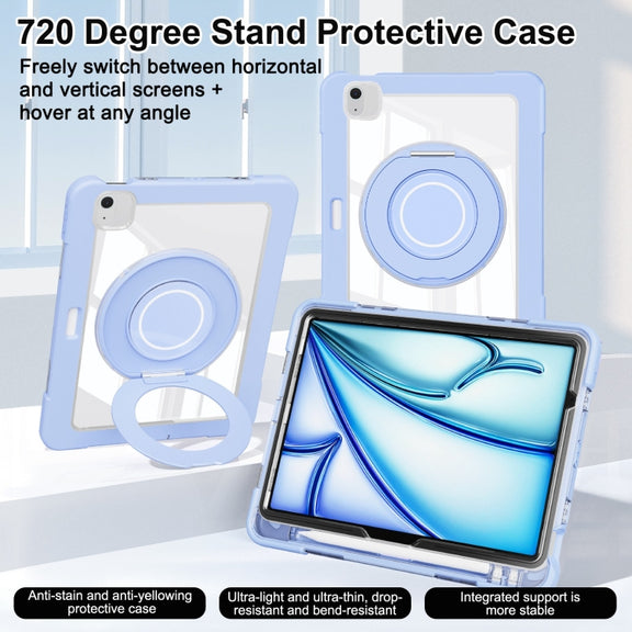 For iPad Air 11 2025 / 2024 / 10.9 2022 Crystal Armor PC Hybrid TPU Tablet Case with Pen Slot(Blue)