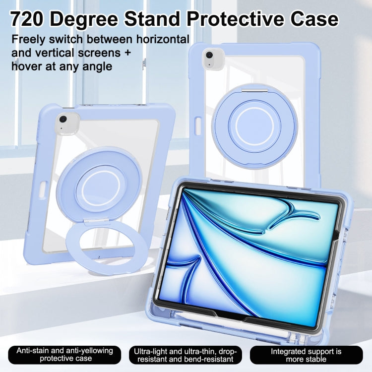 For iPad Air 11 2025 / 2024 / 10.9 2022 Crystal Armor PC Hybrid TPU Tablet Case with Pen Slot(Blue)