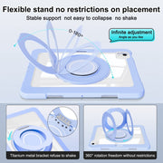For iPad Air 11 2025 / 2024 / 10.9 2022 Crystal Armor PC Hybrid TPU Tablet Case with Pen Slot(Blue)
