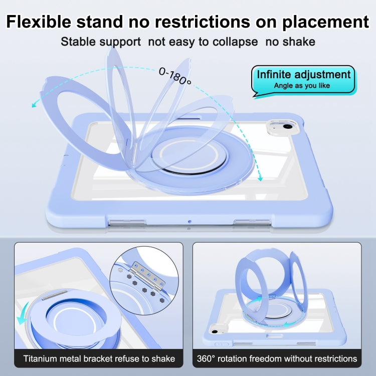 For iPad Air 11 2025 / 2024 / 10.9 2022 Crystal Armor PC Hybrid TPU Tablet Case with Pen Slot(Blue)