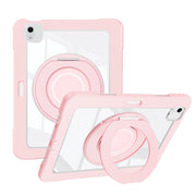 For iPad Air 11 2025 / 2024 / 10.9 2022 Crystal Armor PC Hybrid TPU Tablet Case with Pen Slot(Pink)