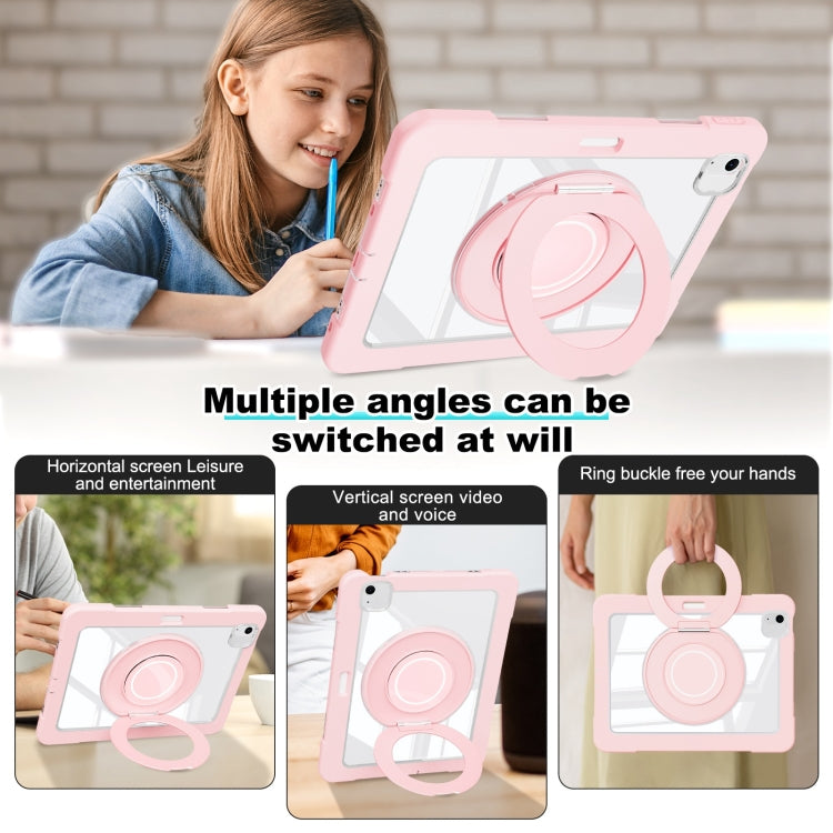 For iPad Air 11 2025 / 2024 / 10.9 2022 Crystal Armor PC Hybrid TPU Tablet Case with Pen Slot(Pink)
