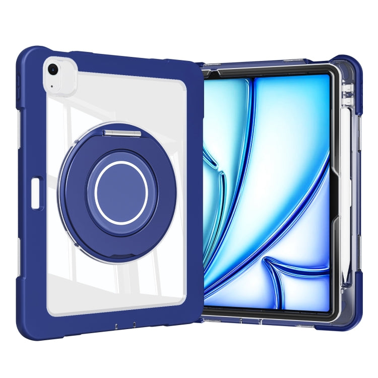 For iPad Air 11 2025 / 2024 / 10.9 2022 Crystal Armor PC Hybrid TPU Tablet Case with Pen Slot(Dark Blue)