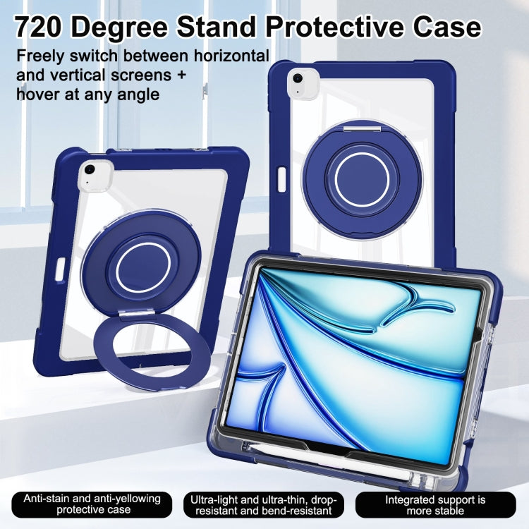For iPad Air 11 2025 / 2024 / 10.9 2022 Crystal Armor PC Hybrid TPU Tablet Case with Pen Slot(Dark Blue)