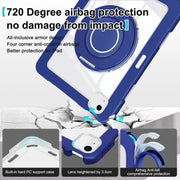 For iPad Air 11 2025 / 2024 / 10.9 2022 Crystal Armor PC Hybrid TPU Tablet Case with Pen Slot(Dark Blue)