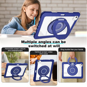 For iPad Air 11 2025 / 2024 / 10.9 2022 Crystal Armor PC Hybrid TPU Tablet Case with Pen Slot(Dark Blue)
