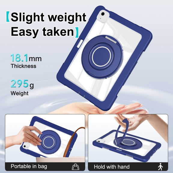For iPad Air 11 2025 / 2024 / 10.9 2022 Crystal Armor PC Hybrid TPU Tablet Case with Pen Slot(Dark Blue)