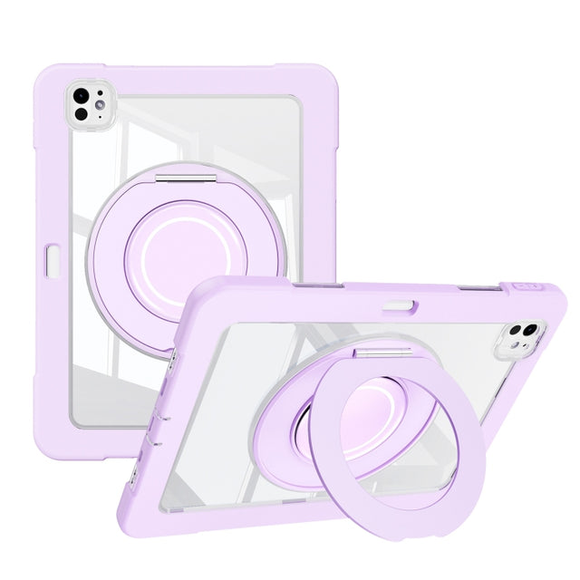 For iPad Pro 11 2024 Crystal Armor PC Hybrid TPU Tablet Case with Pen Slot(Purple)