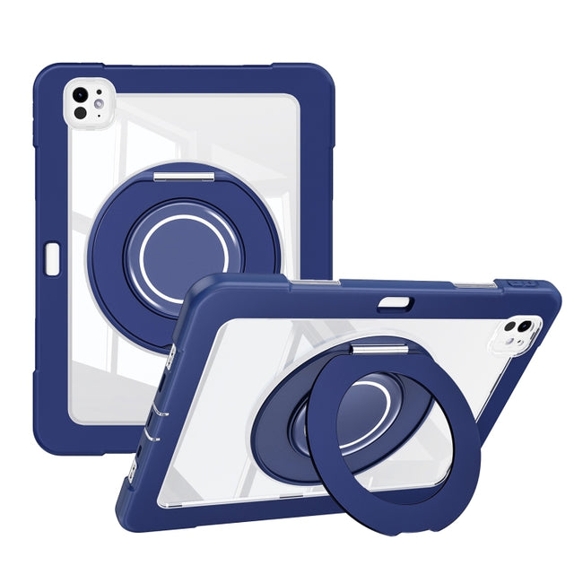 For iPad Pro 11 2024 Crystal Armor PC Hybrid TPU Tablet Case with Pen Slot(Dark Blue)