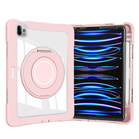 For iPad Pro 11 2022 / Air 10.9 2022 Crystal Armor PC Hybrid TPU Tablet Case with Pen Slot(Pink)