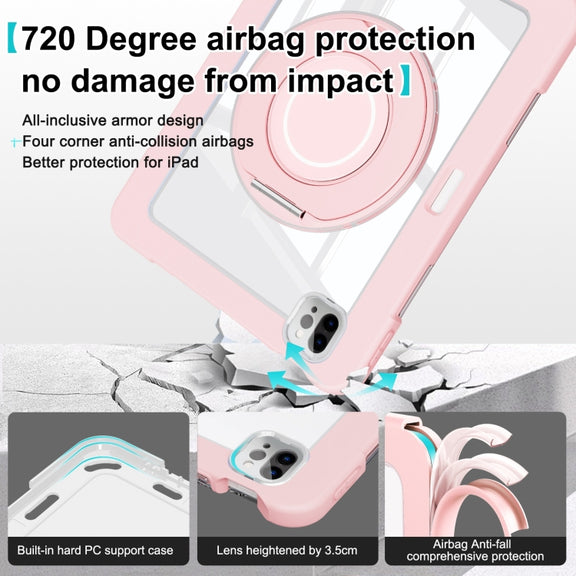For iPad Pro 11 2022 / Air 10.9 2022 Crystal Armor PC Hybrid TPU Tablet Case with Pen Slot(Pink)