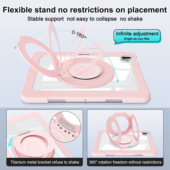 For iPad Pro 11 2022 / Air 10.9 2022 Crystal Armor PC Hybrid TPU Tablet Case with Pen Slot(Pink)