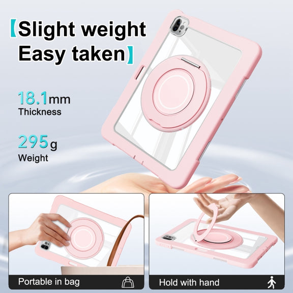 For iPad Pro 11 2022 / Air 10.9 2022 Crystal Armor PC Hybrid TPU Tablet Case with Pen Slot(Pink)