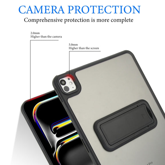 For iPad 4 / 3 / 2 9.7 inch Skin Feel Holder PC Hybrid TPU Tablet Case(Black)