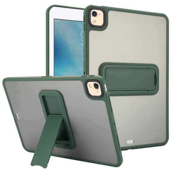 For iPad 4 / 3 / 2 9.7 inch Skin Feel Holder PC Hybrid TPU Tablet Case(Dark Green)