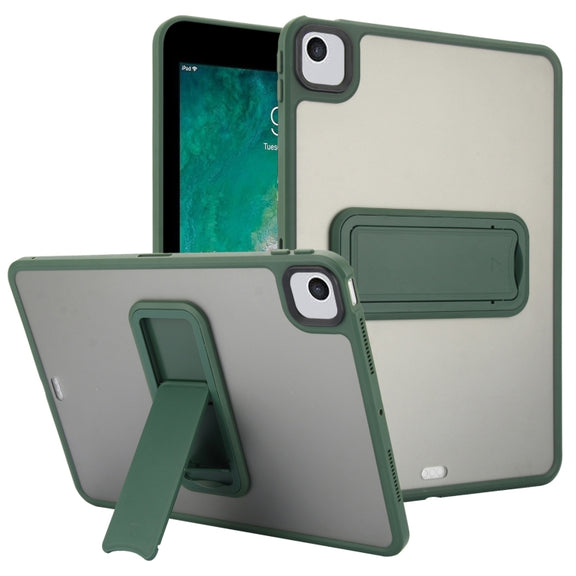 For iPad 9.7 inch 2018 / 2017 Skin Feel Holder PC Hybrid TPU Tablet Case(Dark Green)