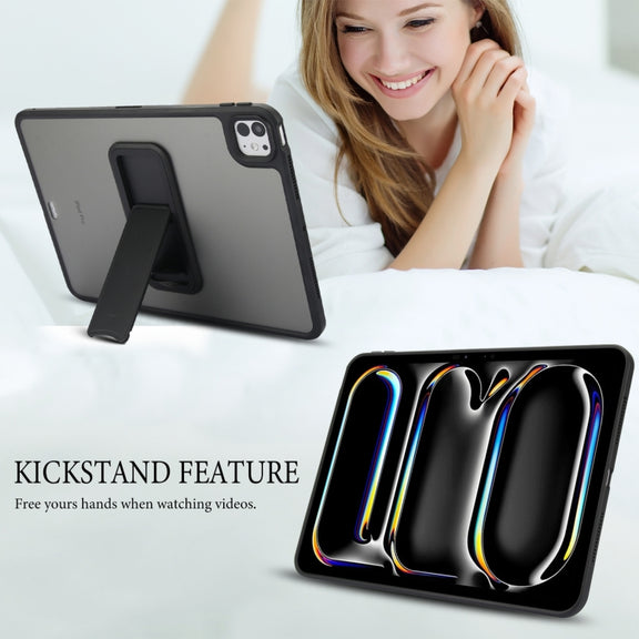 For iPad 10.2 2021 / 2020 / 2019 Skin Feel Holder PC Hybrid TPU Tablet Case(Black)