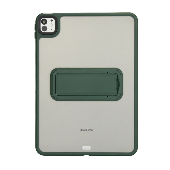 For iPad Air 11 2024 Skin Feel Holder PC Hybrid TPU Tablet Case(Dark Green)