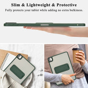 For iPad Air 11 2024 Skin Feel Holder PC Hybrid TPU Tablet Case(Dark Green)