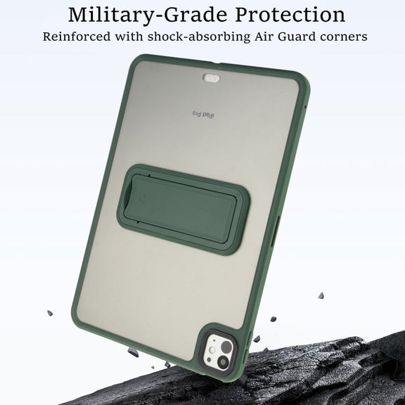 For iPad Air 11 2024 Skin Feel Holder PC Hybrid TPU Tablet Case(Dark Green)