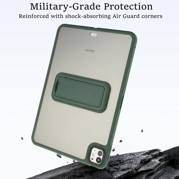 For iPad Air 11 2024 Skin Feel Holder PC Hybrid TPU Tablet Case(Dark Green)