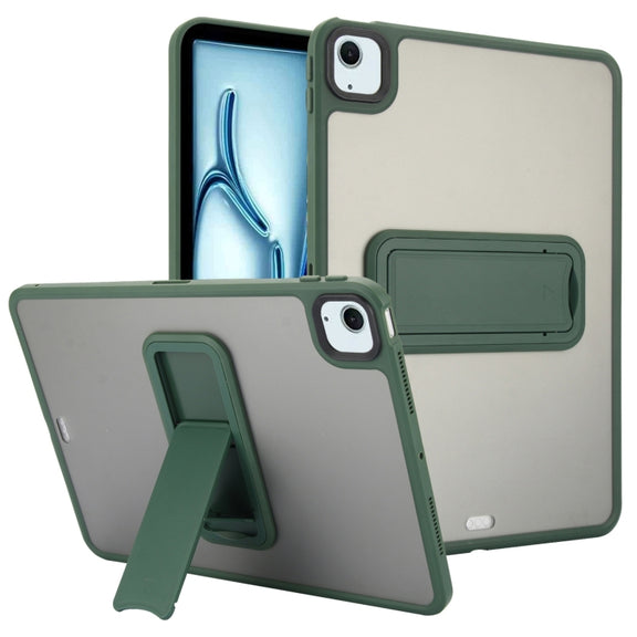 For iPad Air 11 2024 Skin Feel Holder PC Hybrid TPU Tablet Case(Dark Green)