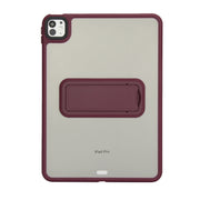 For iPad Air 5 / 4 10.9 inch Skin Feel Holder PC Hybrid TPU Tablet Case(Wine Red)