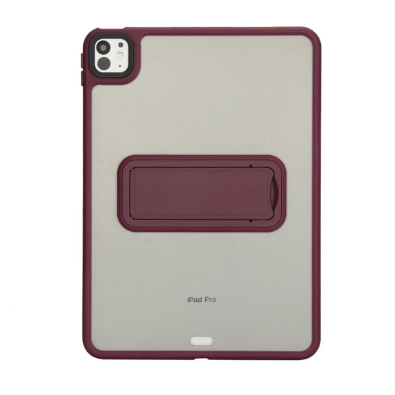 For iPad Air 5 / 4 10.9 inch Skin Feel Holder PC Hybrid TPU Tablet Case(Wine Red)
