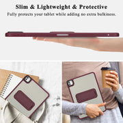For iPad Air 5 / 4 10.9 inch Skin Feel Holder PC Hybrid TPU Tablet Case(Wine Red)