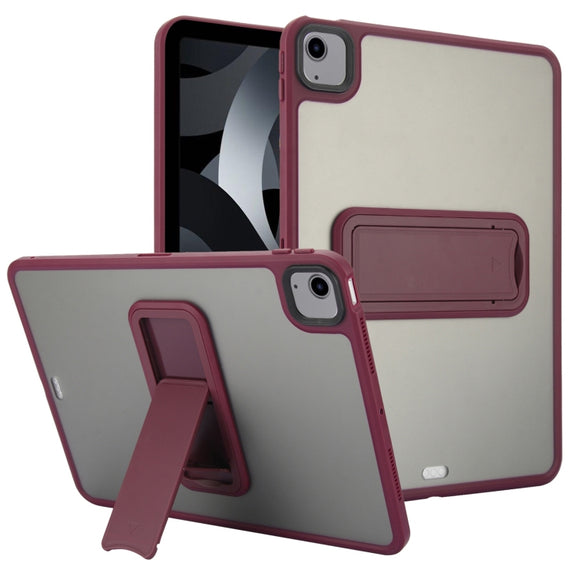 For iPad Air 5 / 4 10.9 inch Skin Feel Holder PC Hybrid TPU Tablet Case(Wine Red)