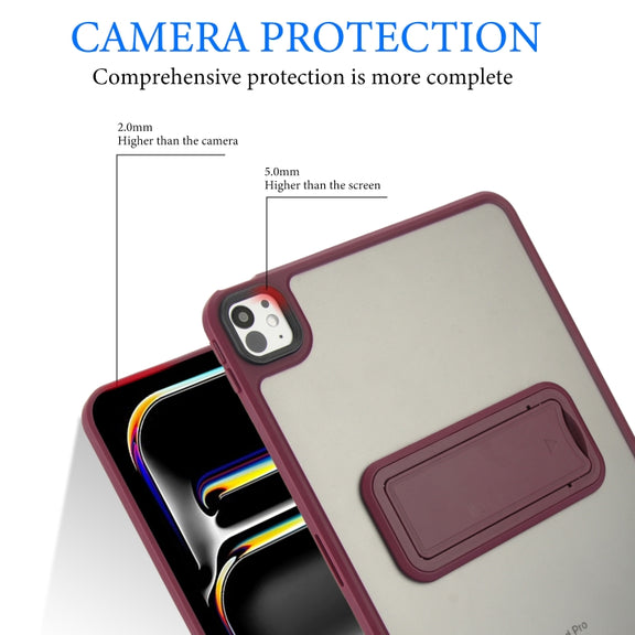 For iPad Air 5 / 4 10.9 inch Skin Feel Holder PC Hybrid TPU Tablet Case(Wine Red)