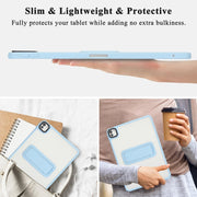 For iPad Air 5 / 4 10.9 inch Skin Feel Holder PC Hybrid TPU Tablet Case(Light Blue)